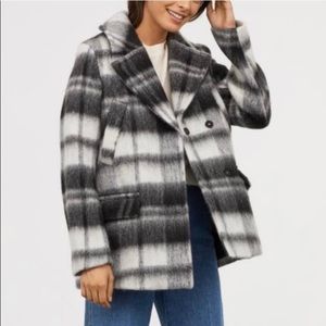 H&M Wool Blend Black/White Plaid Coat Size 4